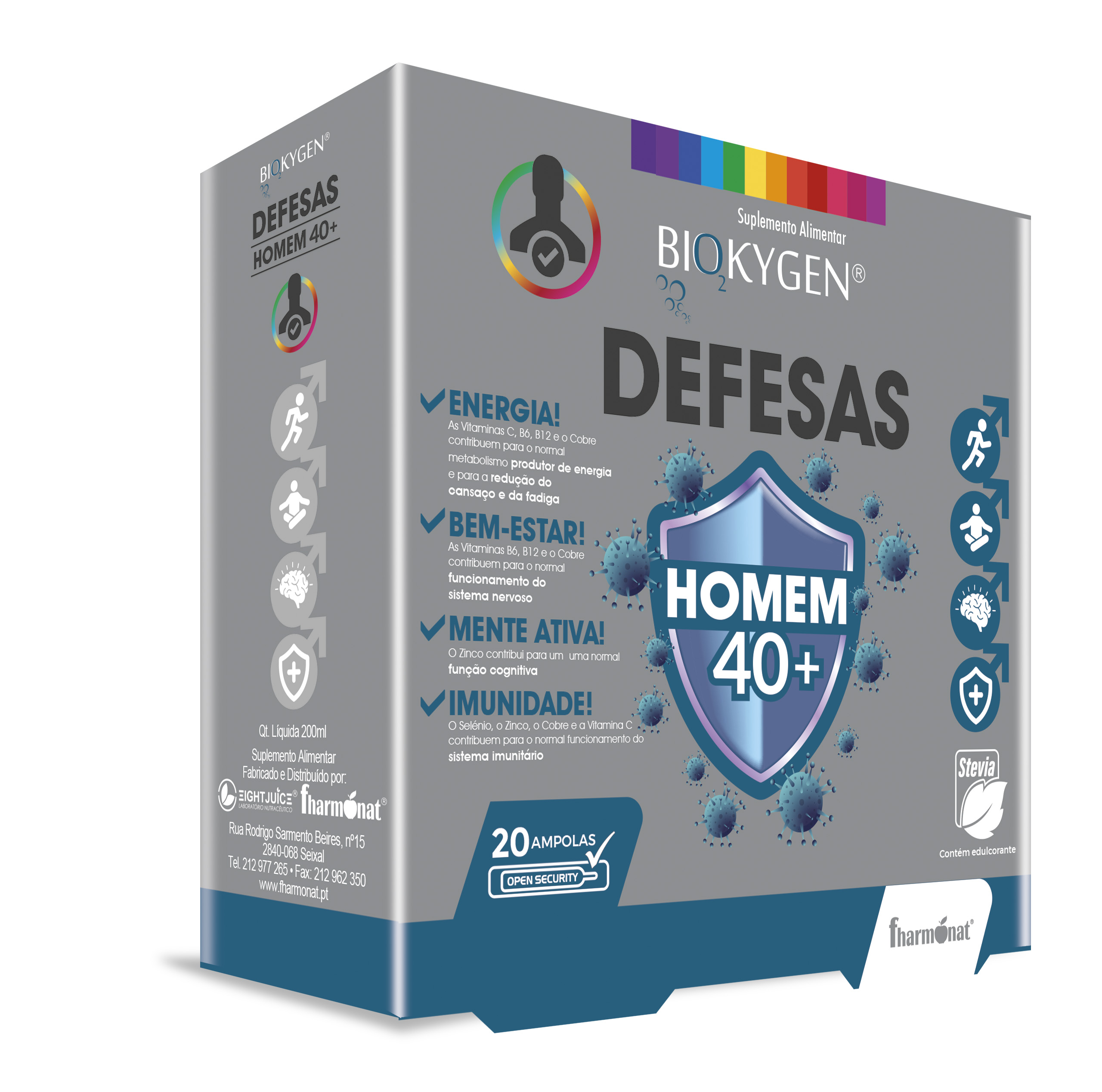 Defesas Homem 40+ 20 ampolas Biokygen